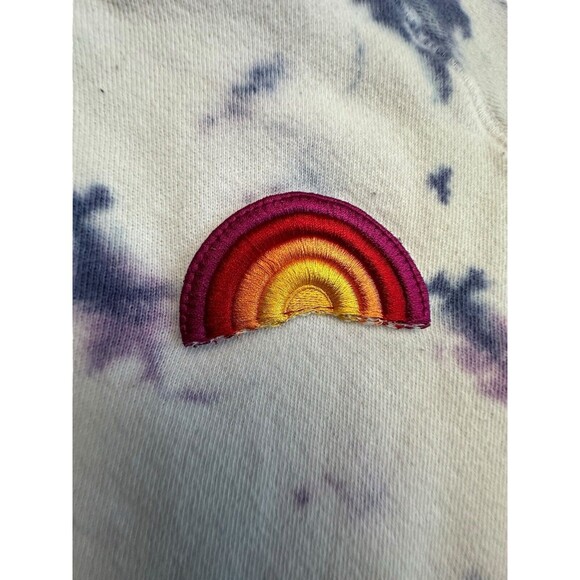 Mother Denim Size XS Square Wash Tie Dye Sweatshirt Blueberry Rainbow Patch #N12 - Picture 9 of 14